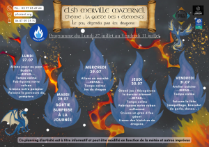 Programme groupe 2021 du 27 au 31 juillet